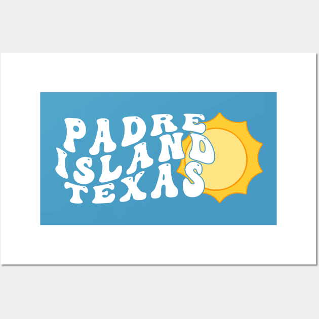 Padre Island Texas Retro Wavy 1970s Sunshine Text Wall Art by Go With Tammy